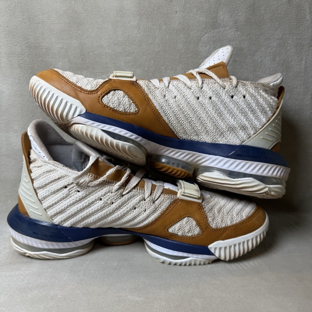 Size 10 - Nike LeBron 16 Air Trainer Medicine Ball Tan, White, Blue - Picture 5 of 10